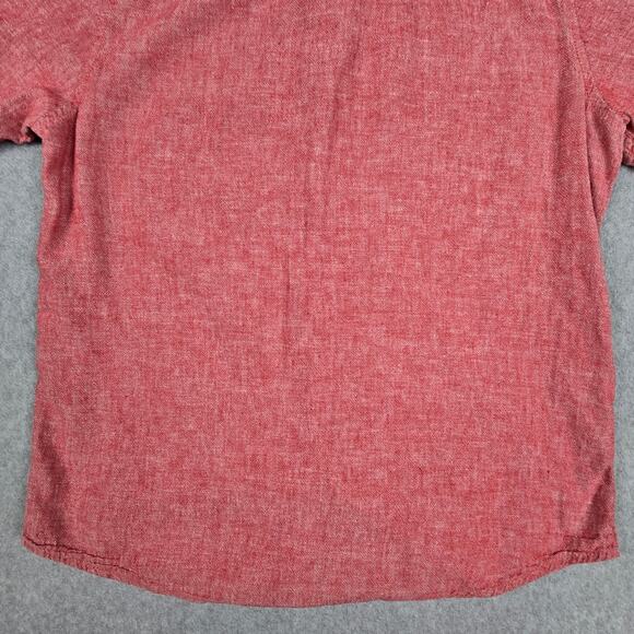 American Rag Cie Mens Medium Red Linen Blend Short Sleeve Button Down Shirt - Picture 7 of 12